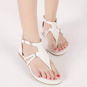 **MACKIN J** 391-1 Gladiator Thong Braided Ankle Strap Flat Sandals 11 NWT